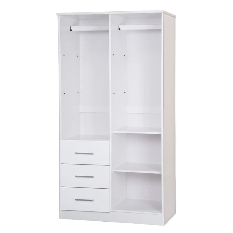 Palace Imports 100% Solid Wood Metro Wardrobe Armoire with Solid Wood or Mirrored Doors