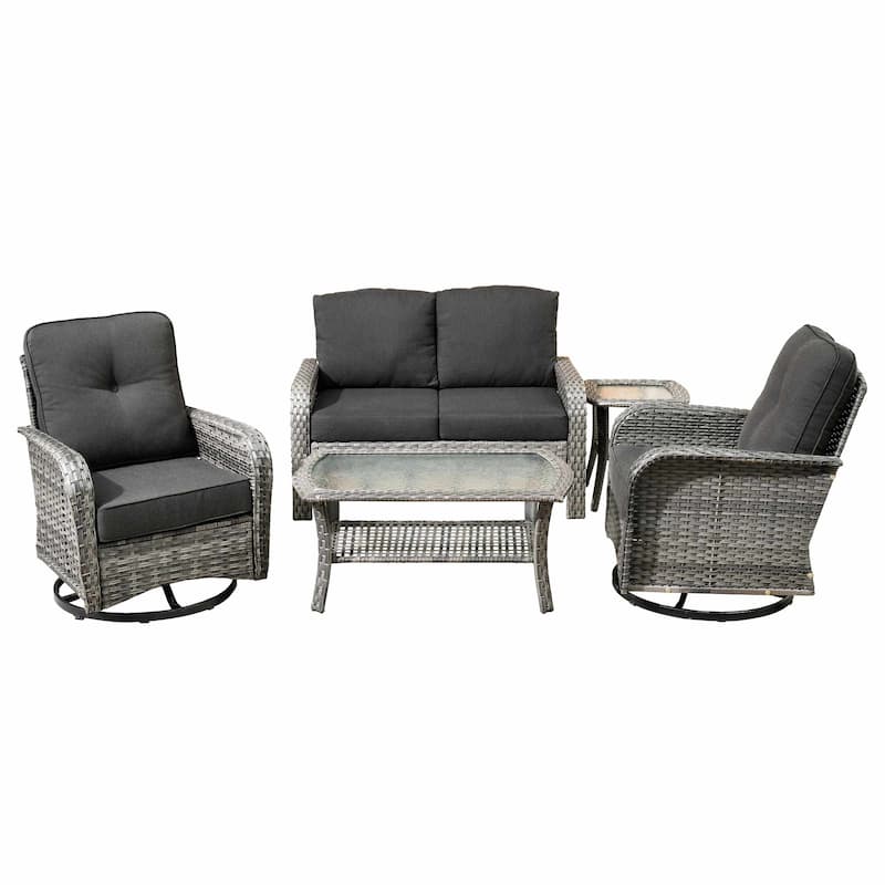 XIZZI Outdoor Patio Furniture Wicker Sofa Swivel Chair Set