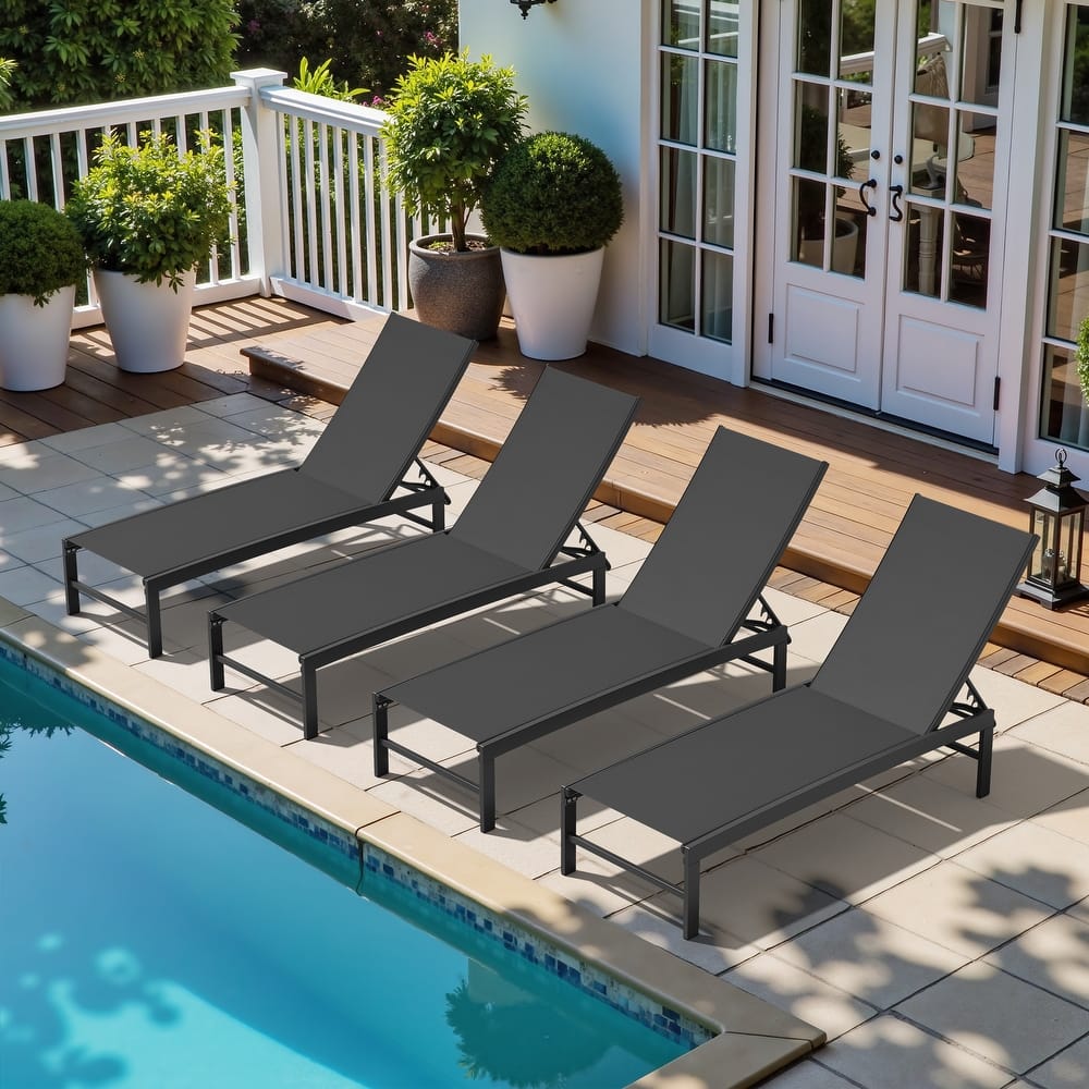 Outdoor All-Weather Adjustable Aluminum Chaise Lounge Chairs for Patio Pool Terrace - See Picture