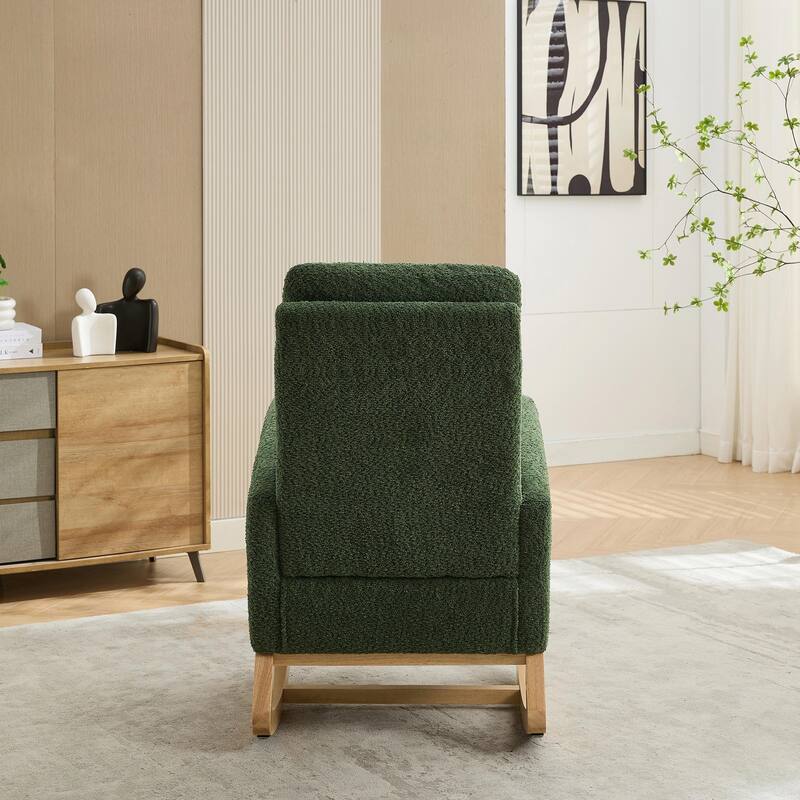 25.4" Wide Nursery Rocking Chair with Retractable Footrest & Side Pocket