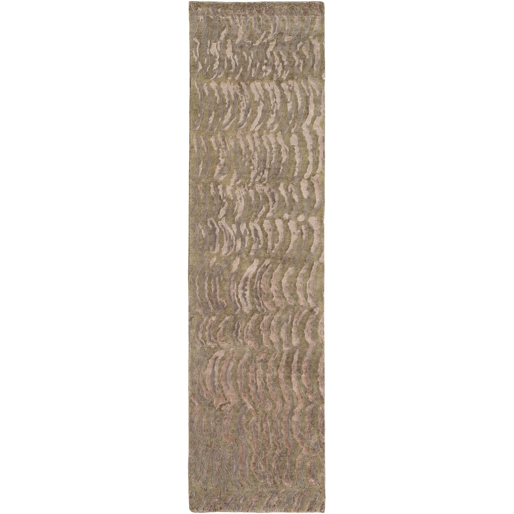 Abstract Hand-knotted Multicolored Vilas Abstract Design Wool Area Rug - 2'6" x 10' Runner/Surplus