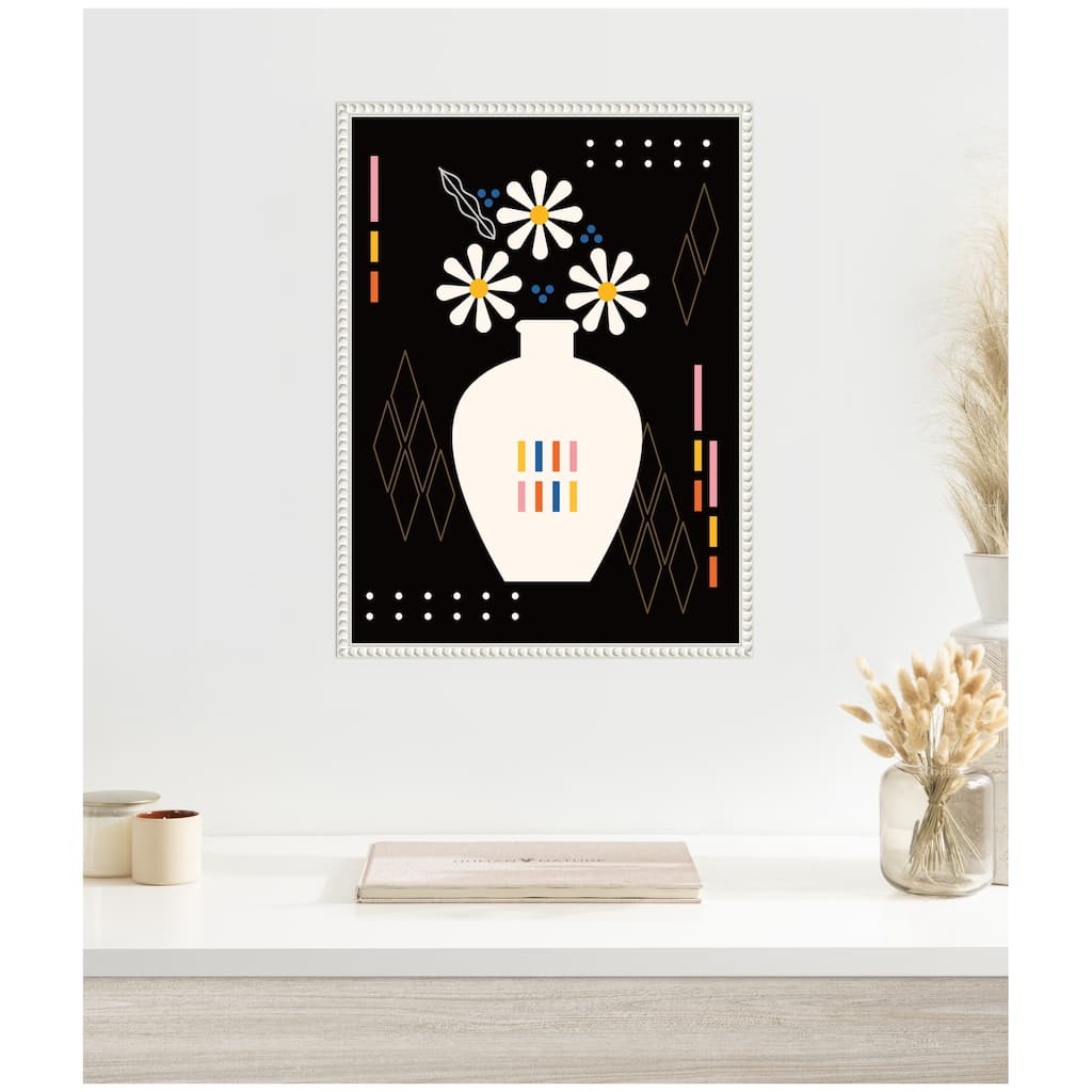 Kate and Laurel Sylvie Black Vase Framed Canvas by Amber Leaders