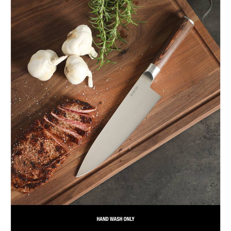 Babish High Carbon 1.4116 German Steel Full Tang 8-Inch Chef Knife - for Chopping, Slicing, Dicing & Everyday Prep