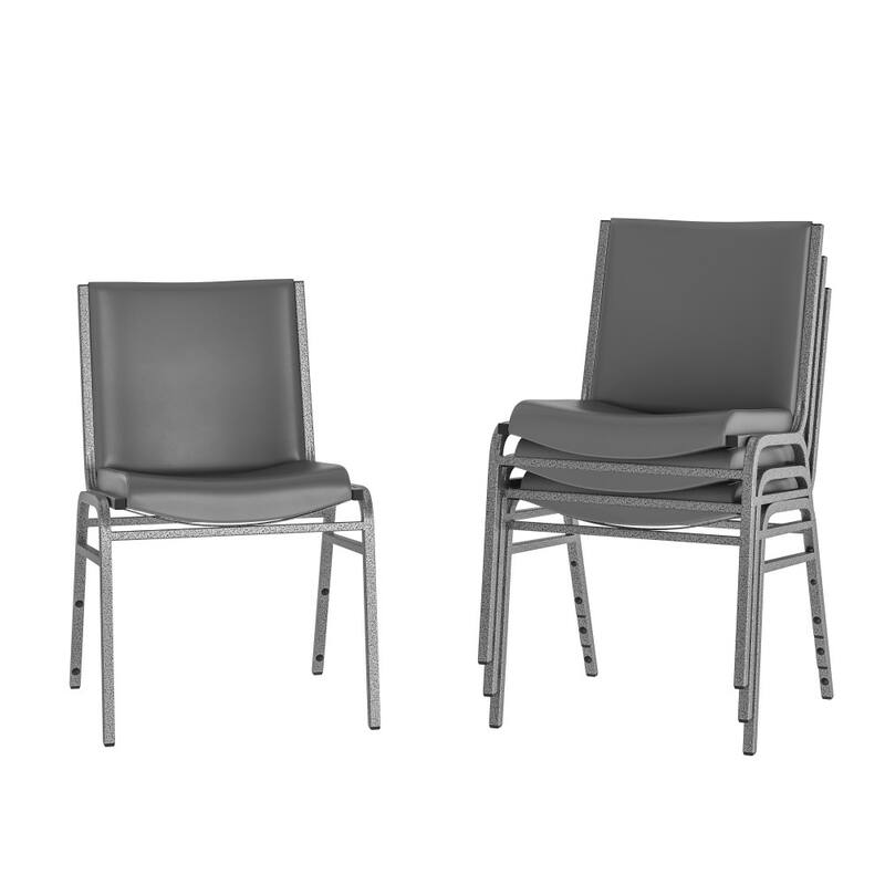 4 Pack Heavy Duty Stack Chair - 21"D x 19.75"W x 31.25"H - Gray Vinyl