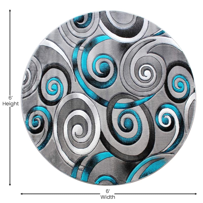 Modern Spiral Patterned Olefin Indoor Area Rug