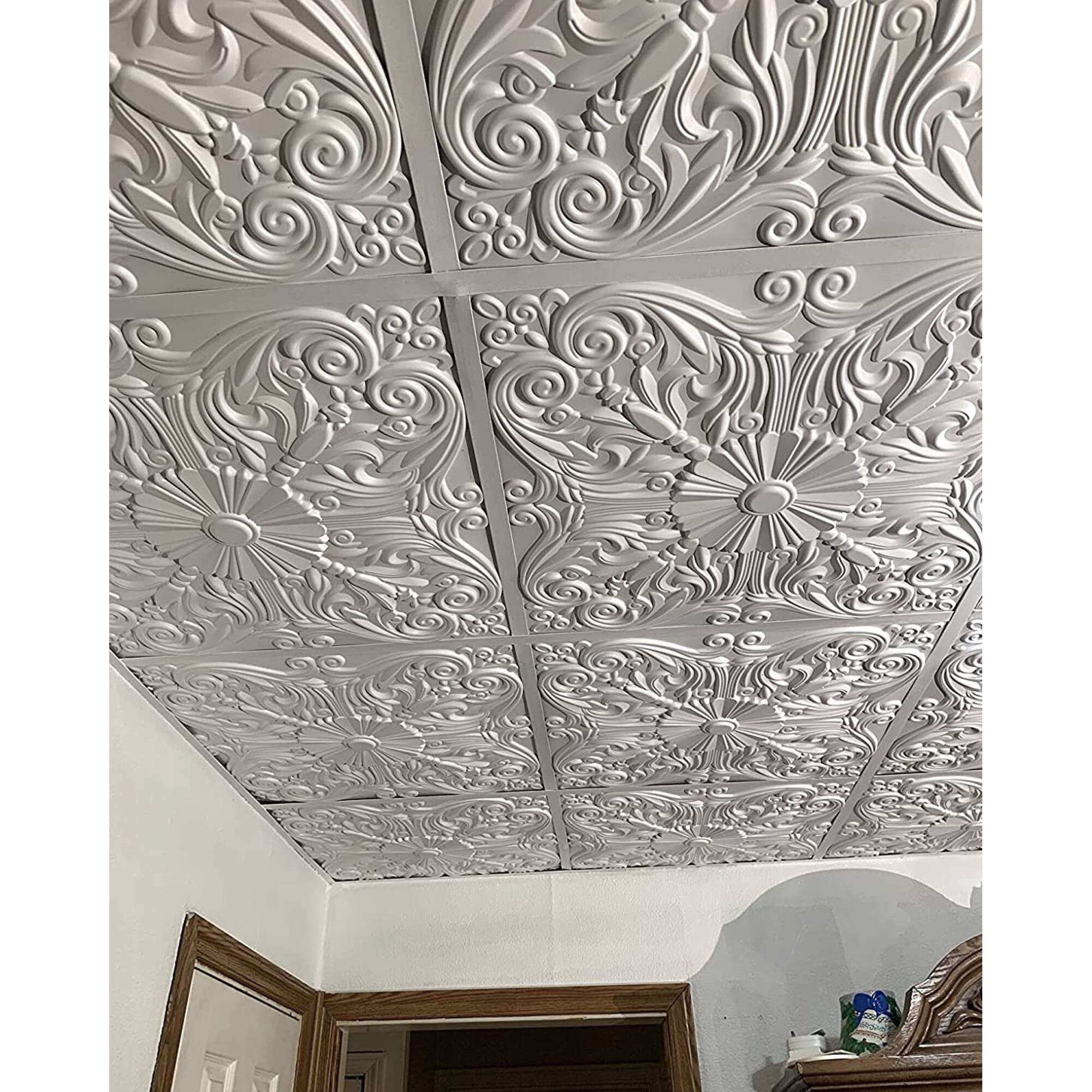 Art3d 2'x2' PVC Decorative Drop ceiling Tile, Glueup Ceiling Panel