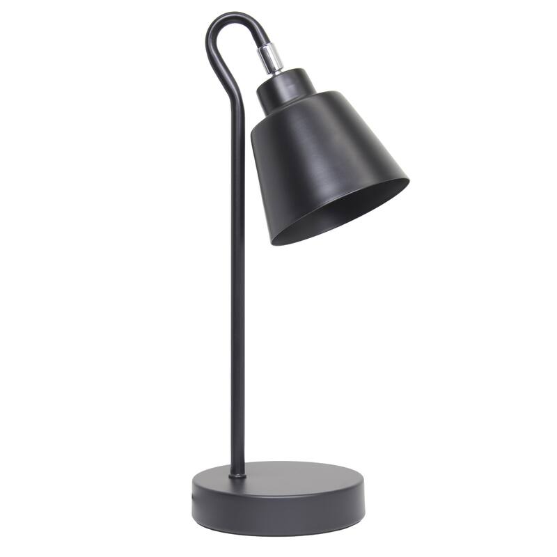 Looped Neck Desk Lamp with Adjustable Cone Shade - 16" - Black