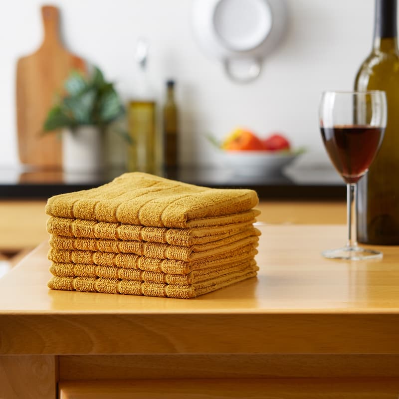 DII Solid Windowpane Terry Dishcloth Set of 6