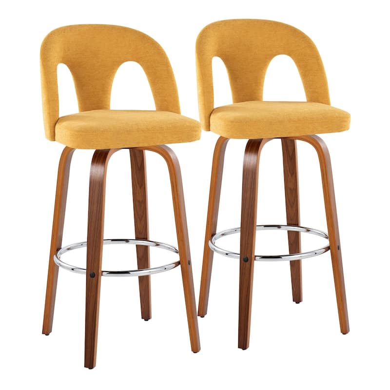 Ava Upholstered 30" Fixed-Height Counter Stool - Set of 2 - Yellow