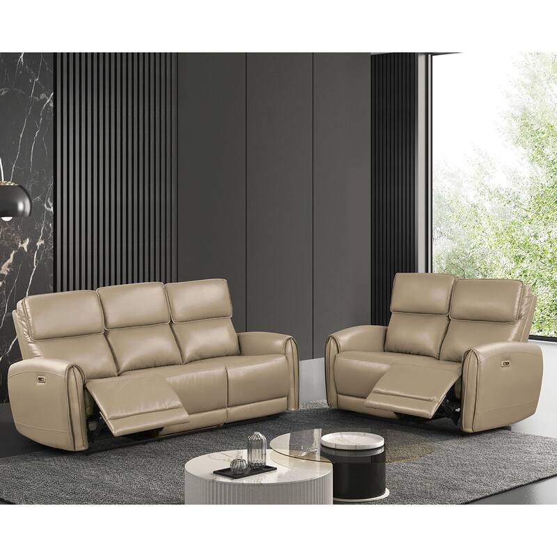 2 Piece Upholstered Power Sofa Set with USB Charging Ports