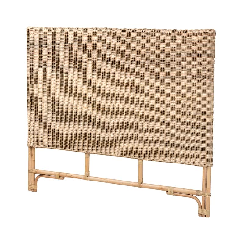 Cantara Modern Bohemian Natural Rattan Queen Size Standalone Headboard - Tan
