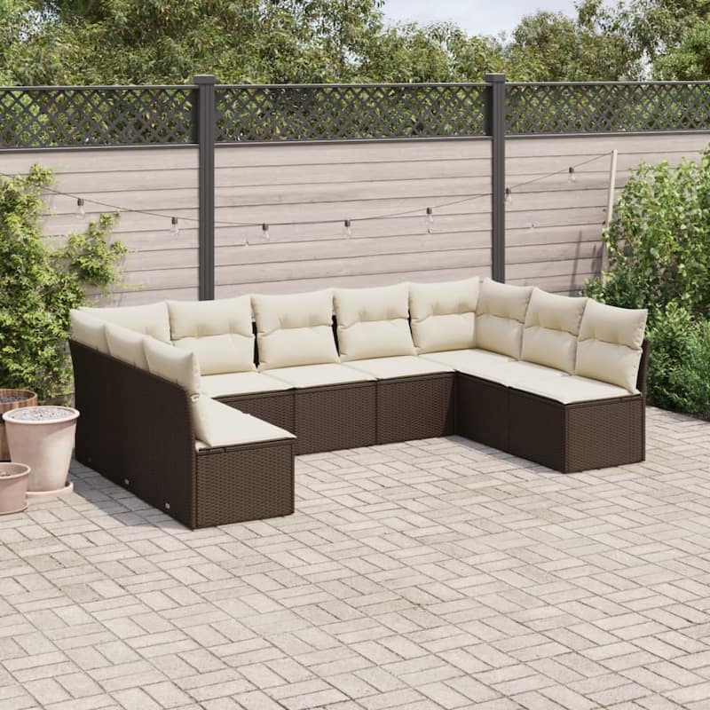 vidaXL Garden Sofa Set Brown and Cream White - 24.4 x 24.4 x 27.2