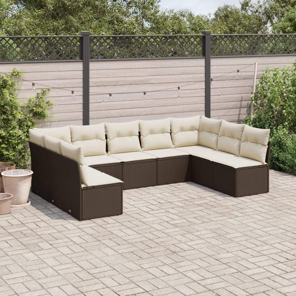 vidaXL Garden Sofa Set Brown and Cream White - 24.4 x 24.4 x 27.2