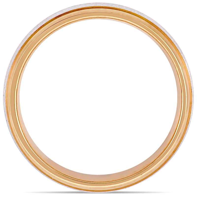 Miadora Ladies Brushed Wedding Band in 2-Tone 10k Rose and White Gold (4mm)