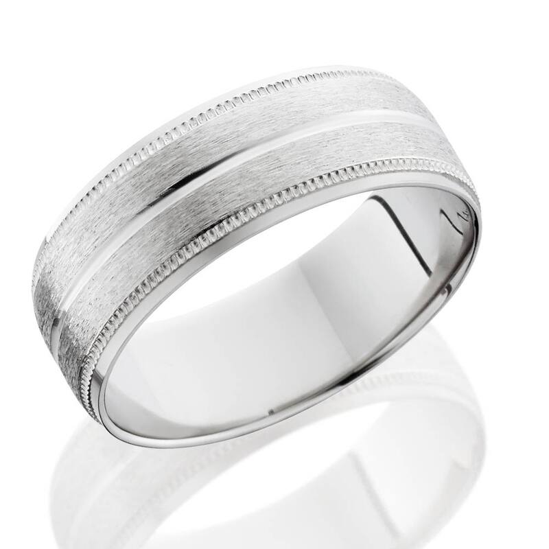 Men's 8mm Platinum Satin Wedding Band Bands Mens Rings