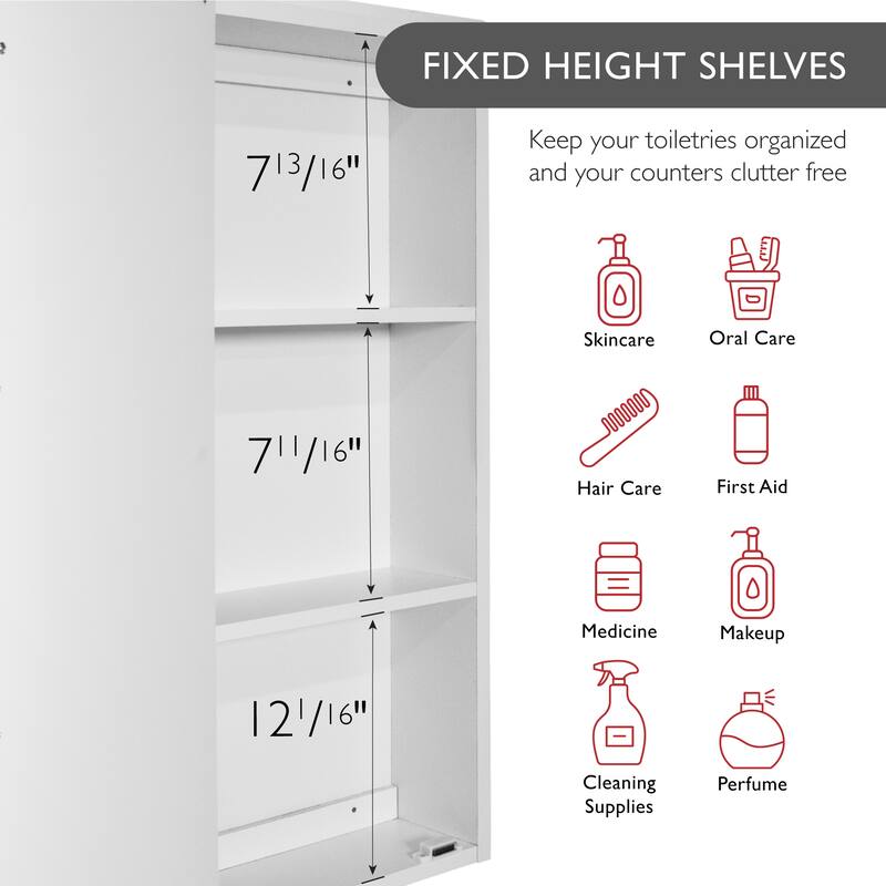 Design House Wyndham 30" Tri-View Bath Medicine Cabinet, White - 30 x 30