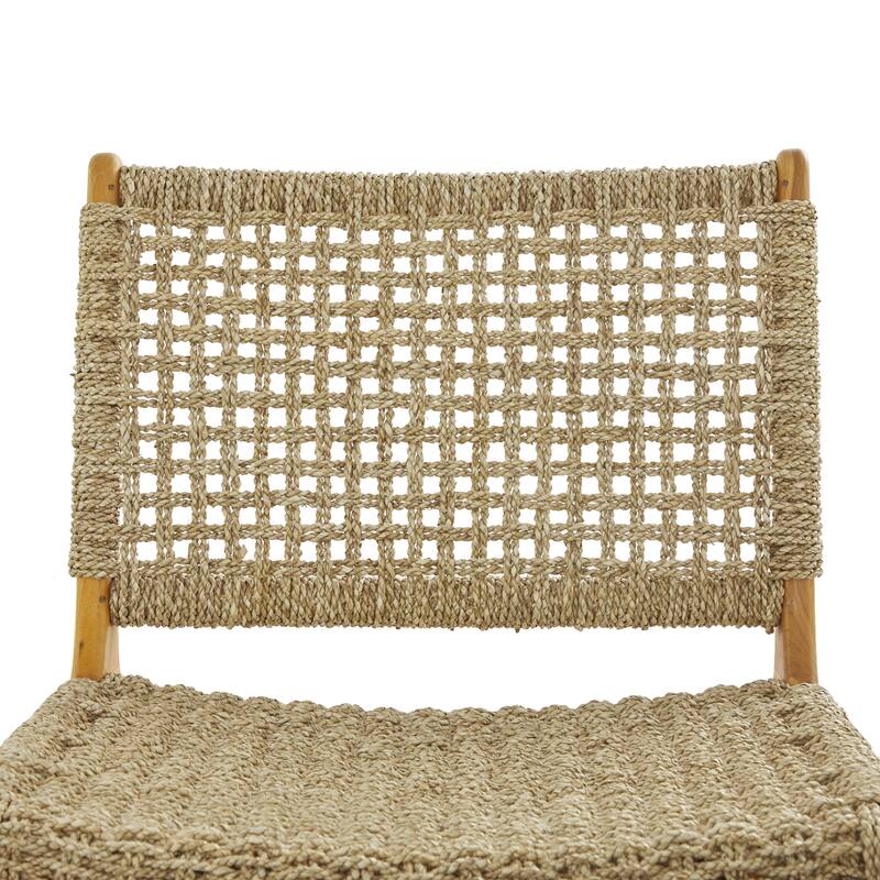 Teak Wood Handmade Accent Chair with Woven Cane Seat - Light Brown - Roche River Decor