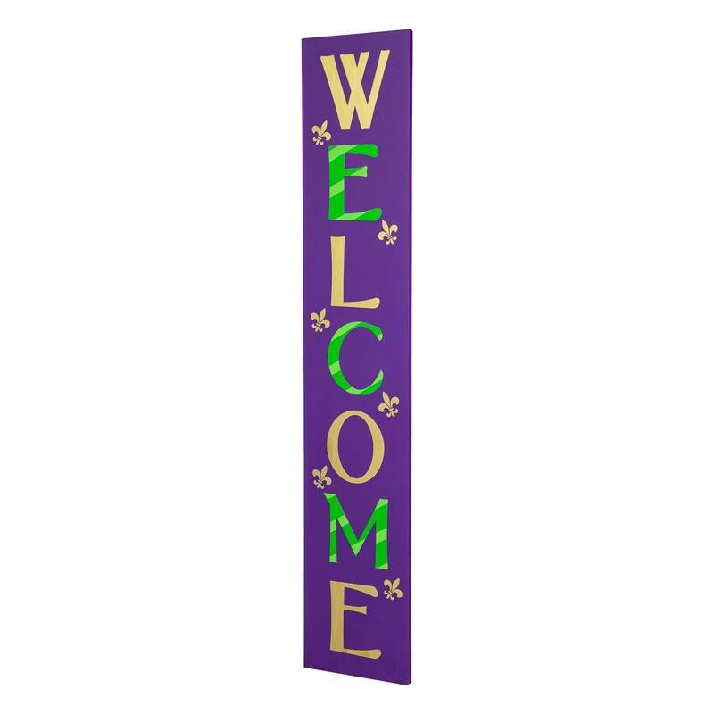 Glitzhome 42"H Mardi Gras WELCOME Wooden Porch Sign