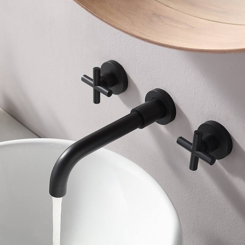 PROOX 360 Rotation Double Handle Wall Mounted Bathroom Faucet