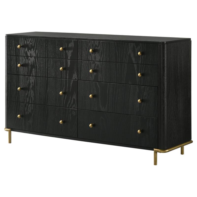 8-Drawer Black Dresser with Wide Storage Capacity, Smooth Glide Drawers, and Sleek Modern Bedroom Design