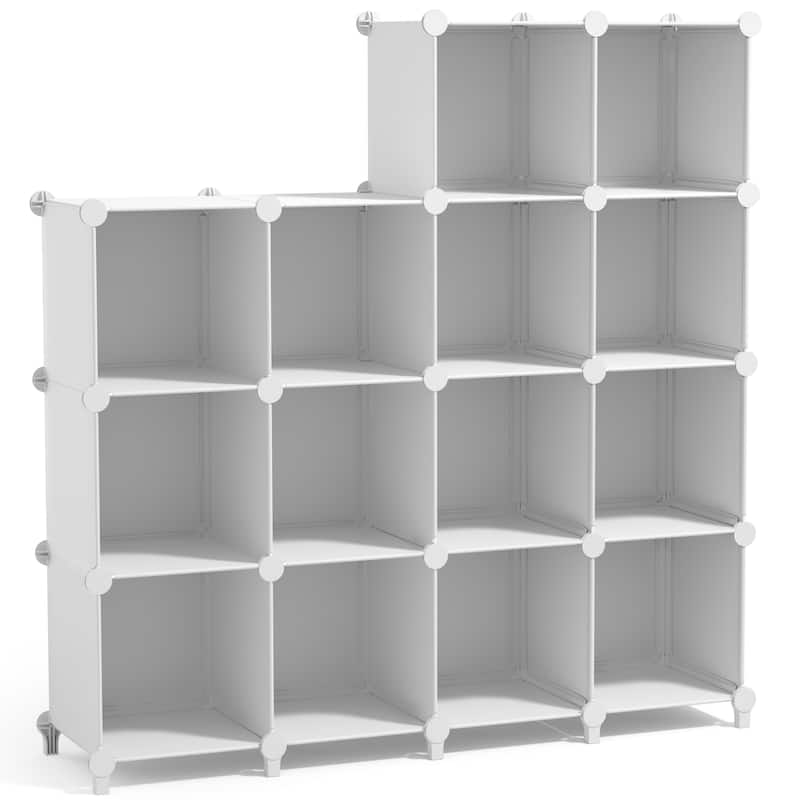 Sorbus Cube Storage Organizer – Waterproof Cubby Shelf for Closet, Toys, Books, Shoes, Décor – Space-Saving Bookshelf - 14 Pack - White