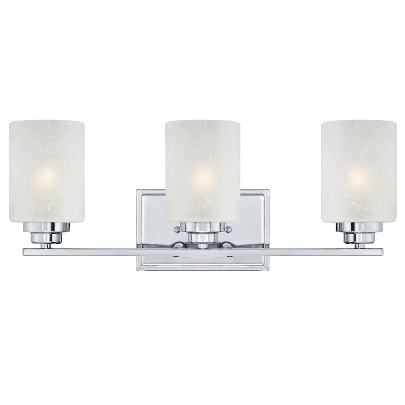 Westinghouse Hansen Three-Light Indoor Wall Fixture, Chrome Finish with White Linen Glass - 3-Light