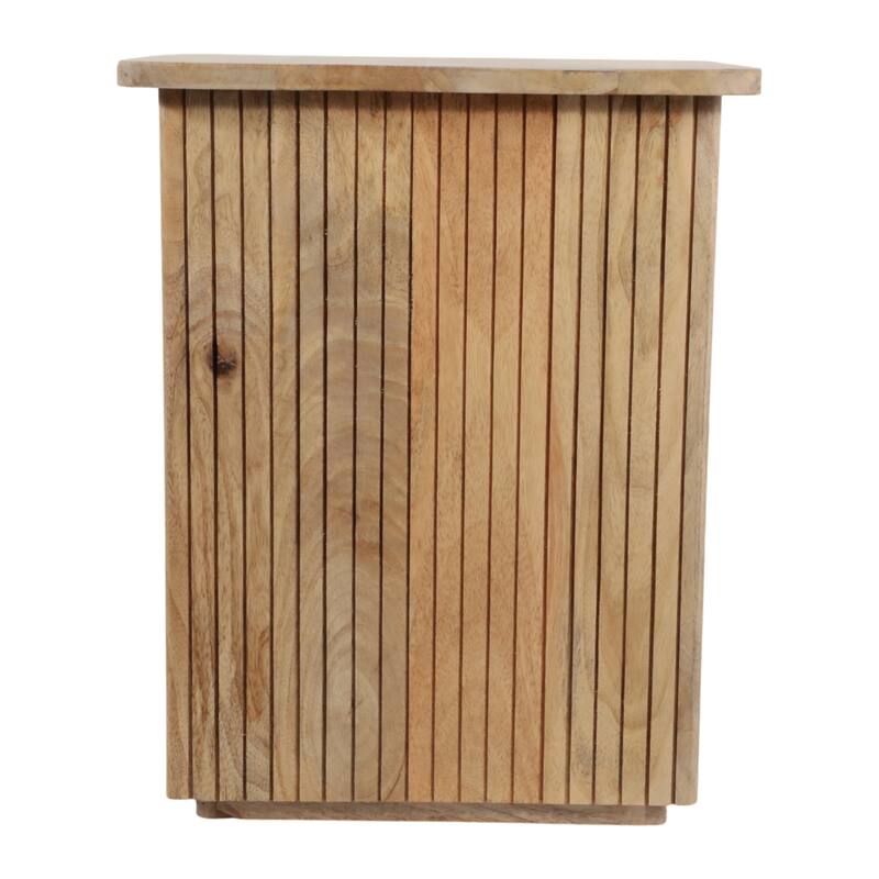 Mango Wood Slatted Panel Design Side Table - Brown, 20 in. - 20.0"