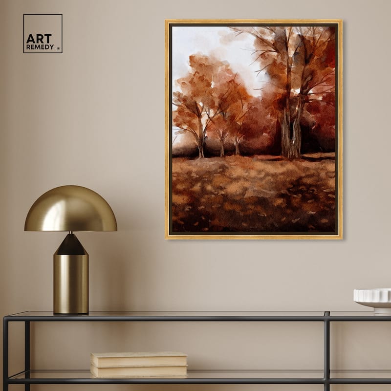 Art Remedy November Landscape Framed Landscape 1 Piece Canvas Wall Art Watercolor Style