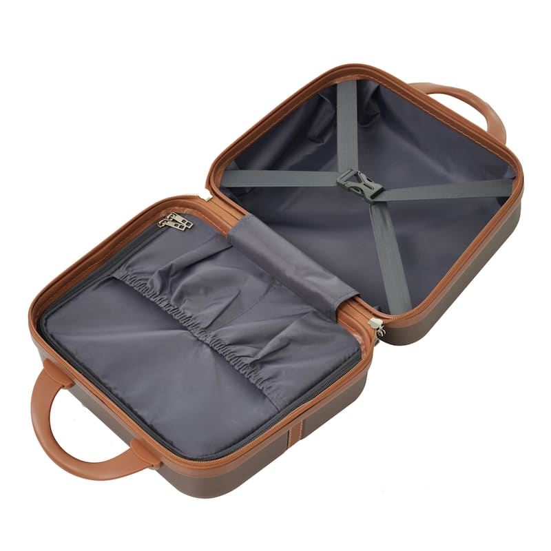 Hardshell Luggage Sets 3 Pieces 20"+28" Luggages and Cosmetic Case Spinner Suitcase with TSA Lock Lightweight,Brown