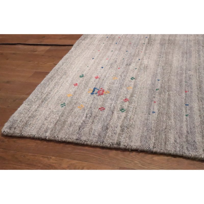 Hand Knotted Oriental Viscose Silk Carpet Tribal Animal Pictorial Greys & Charcoal Gabbeh Area Rug - 11' 8'' X 8' 6''