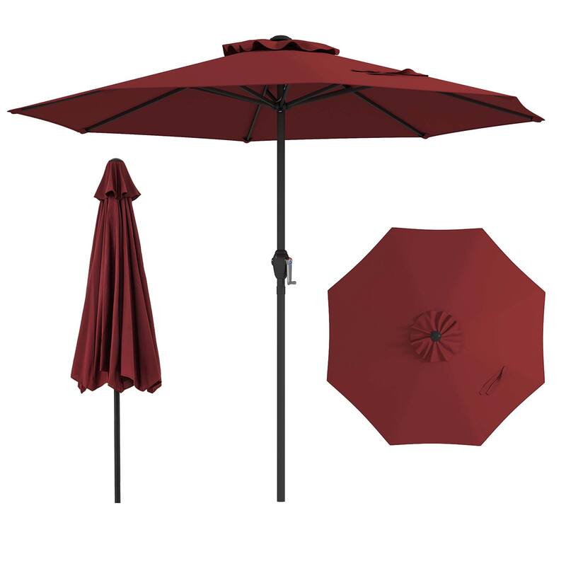 Gymax Outdoor Patio Umbrella Modern Table Umbrella w/8 Heavy Duty Ribs - Red