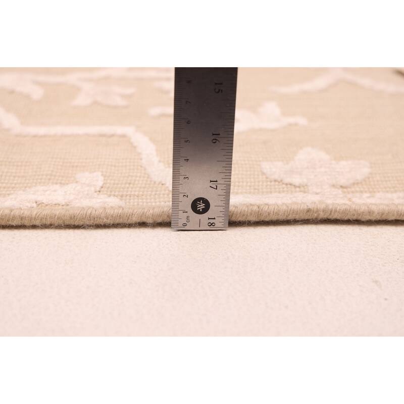 ECARPETGALLERY Hand Loomed Elysian Beige, Ivory Viscose, Wool Rug - 6'7 x 10'1