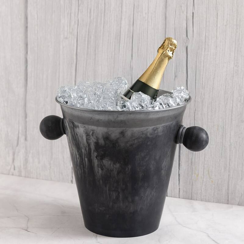 Black Resin Ice Bucket w/Handles