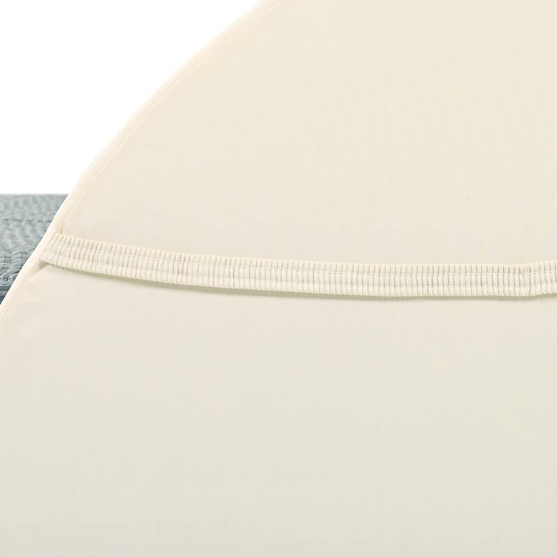 Outdoor Patio Rattan Round Daybed Sunbed with Adjustable Backrests and Foldable Cup Trays