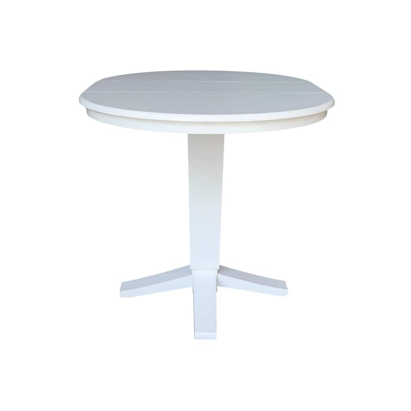36 in. Round Top Pedestal Counter Height Dining Table with 12 in Leaf