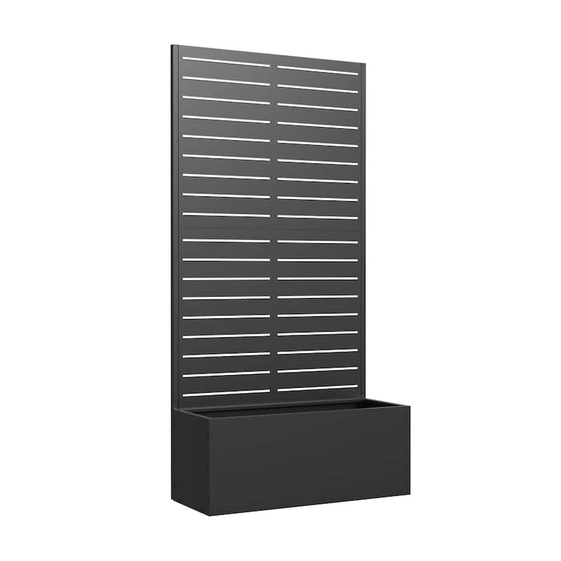 Metal Movable Planter Box with Trellis Privacy Screen Planter Box with Lockable Wheels
