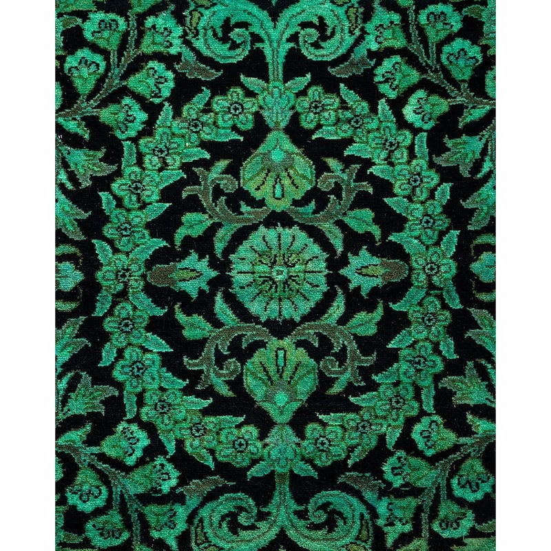 Overton Hand Knotted Wool Vintage Inspired Modern Contemporary Overdyed Black Runner Rug - 2' 6" x 11' 9"