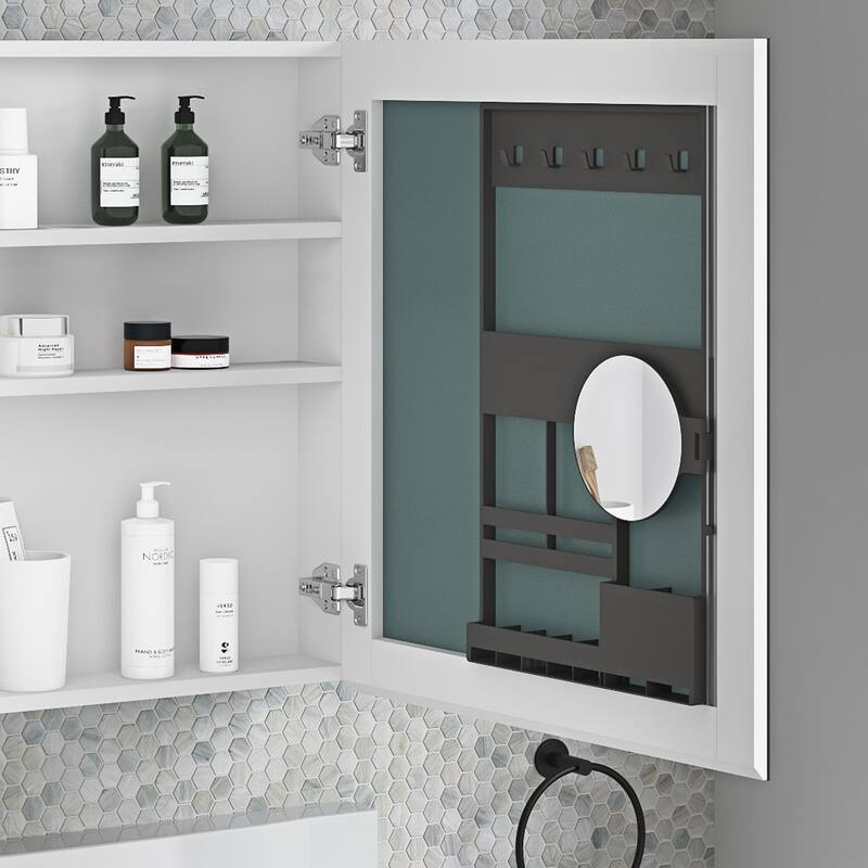 Frameless Bathroom Medicine Cabinet with Beveled Mirror Edges, Left Opening Door, Soft-Closing Hinges