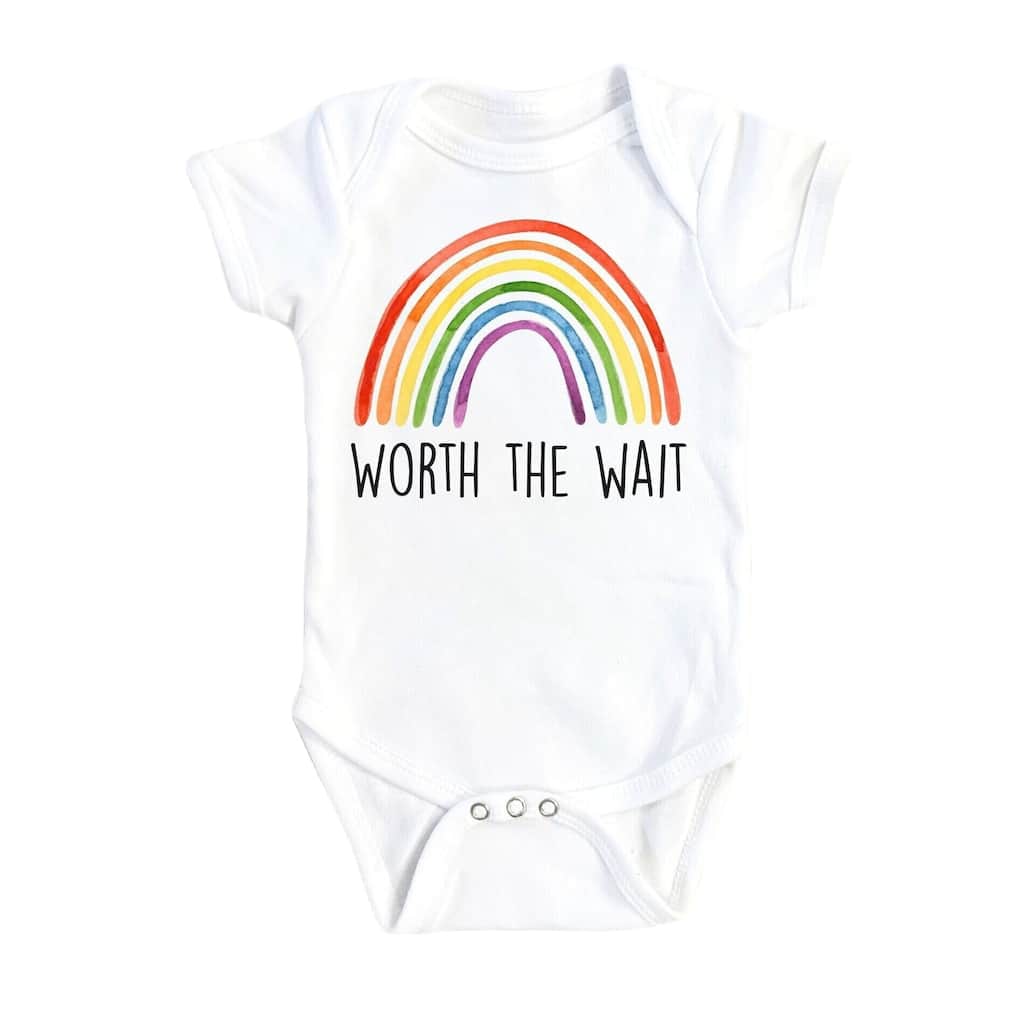 Rainbow Baby Wait - Baby Boy Girl Clothes Infant Bodysuit Funny Cute Newborn
