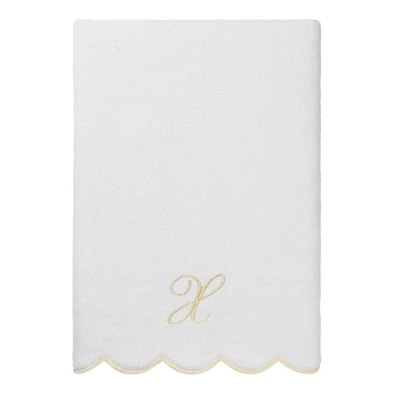 Authentic Hotel and Spa 100% Turkish Cotton Beige ADORNIA Scallop Personalized 3 Piece Towel Set - 3 Piece Set