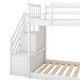 preview thumbnail 25 of 24, Rustic Style Twin over Twin Low Bunk Bed with Convertible Slide,Staircase with Storage Shelf,Sturdy Wood Bed