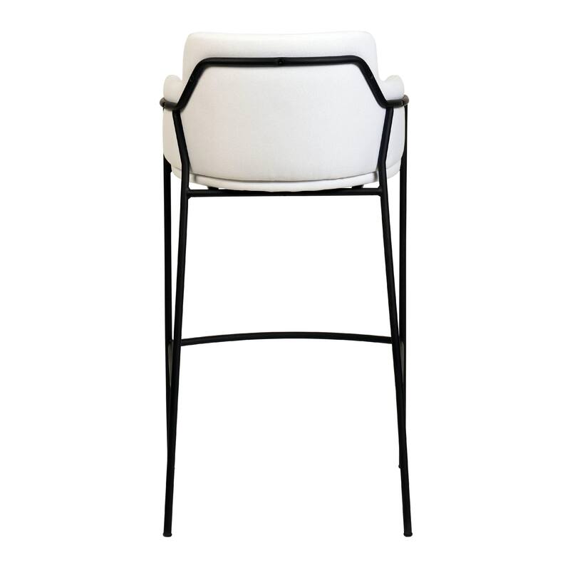 Axis 40" Upholstered Bar Stool - Counter Height Bar Stool with Black Stainless-Steel Frame and Footrest for Home Bar Set of 2