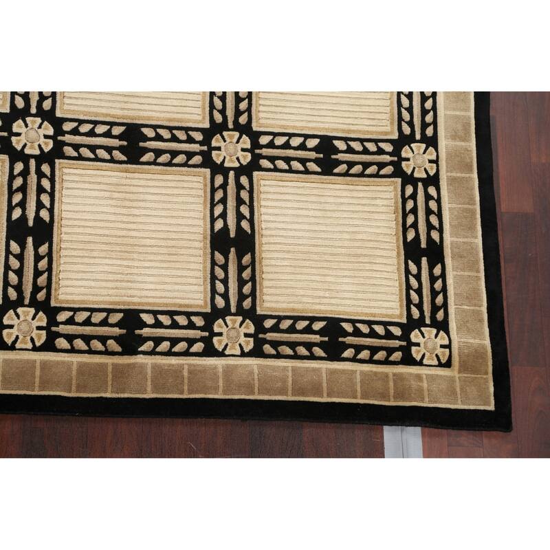 Geometric Nepalese Vegetable Dye Oriental Wool Area Rug Hand-knotted - 6'2" x 9'3"