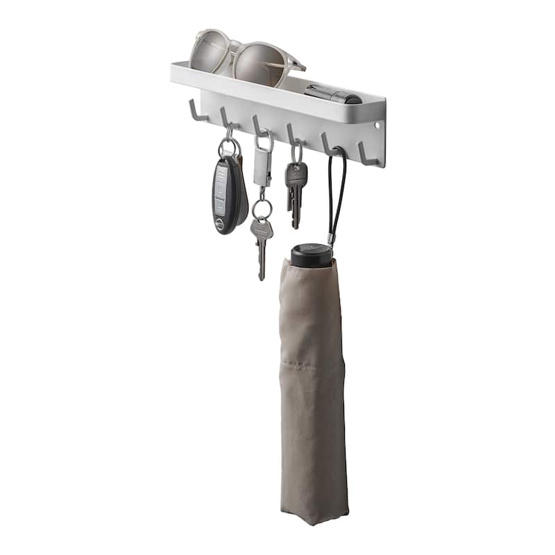 Yamazaki Home Magnetic Key Rack, Steel, Holds 4.4 lbs - L 1.77 x W 9.65 x H 2.36 inches - White
