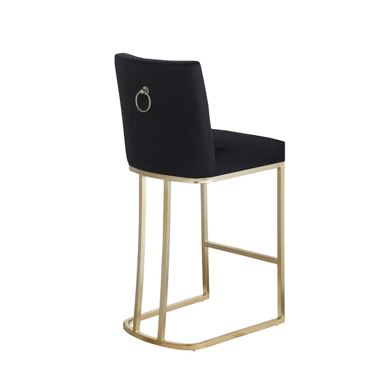 Ostweer Furniture Set of 2 Modern Velvet Fabric Kitchen Stools for Counter Pub - Creamy White