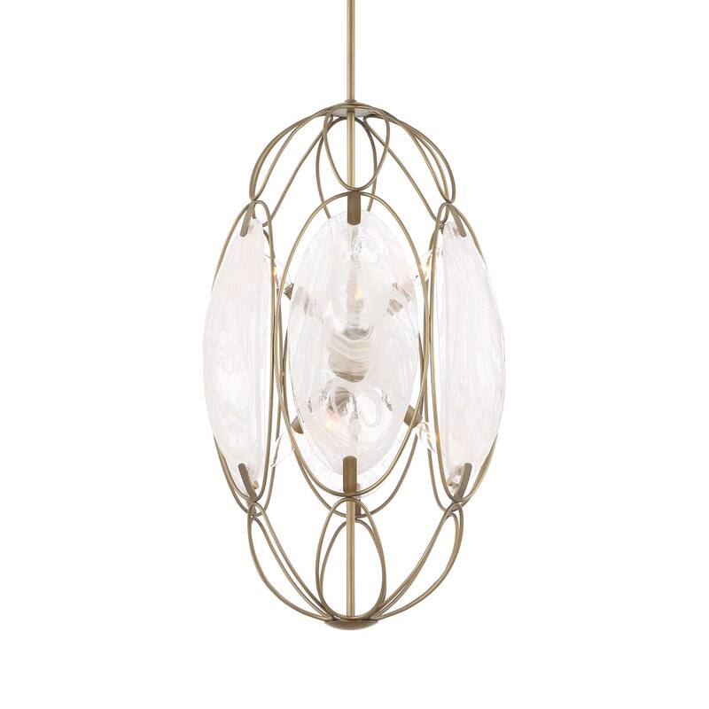 Uttermost Valencia 6 Light Glass Panel Pendant - 19"W x 19"D x 31"H