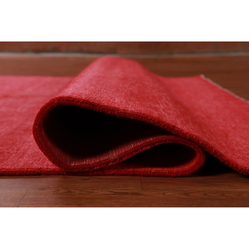 Hand Knotted Oriental 100% Wool Carpet Modern Solid Red Gabbeh Area Rug - 9' 0'' X 6' 2''