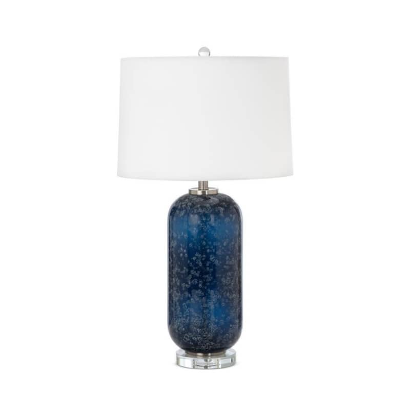 30" Set of 2 Blue Crystal Table Lamps with White Fabric Drum Shade and Cylinder Shape Base for Bedroom - 30”H x 17”W x 17”D