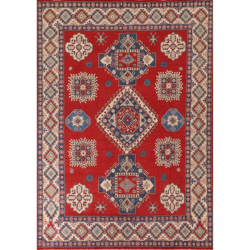 Red Kazak Rug Hand-Knotted Living Room Wool Carpet - 8'3"x 11'0"