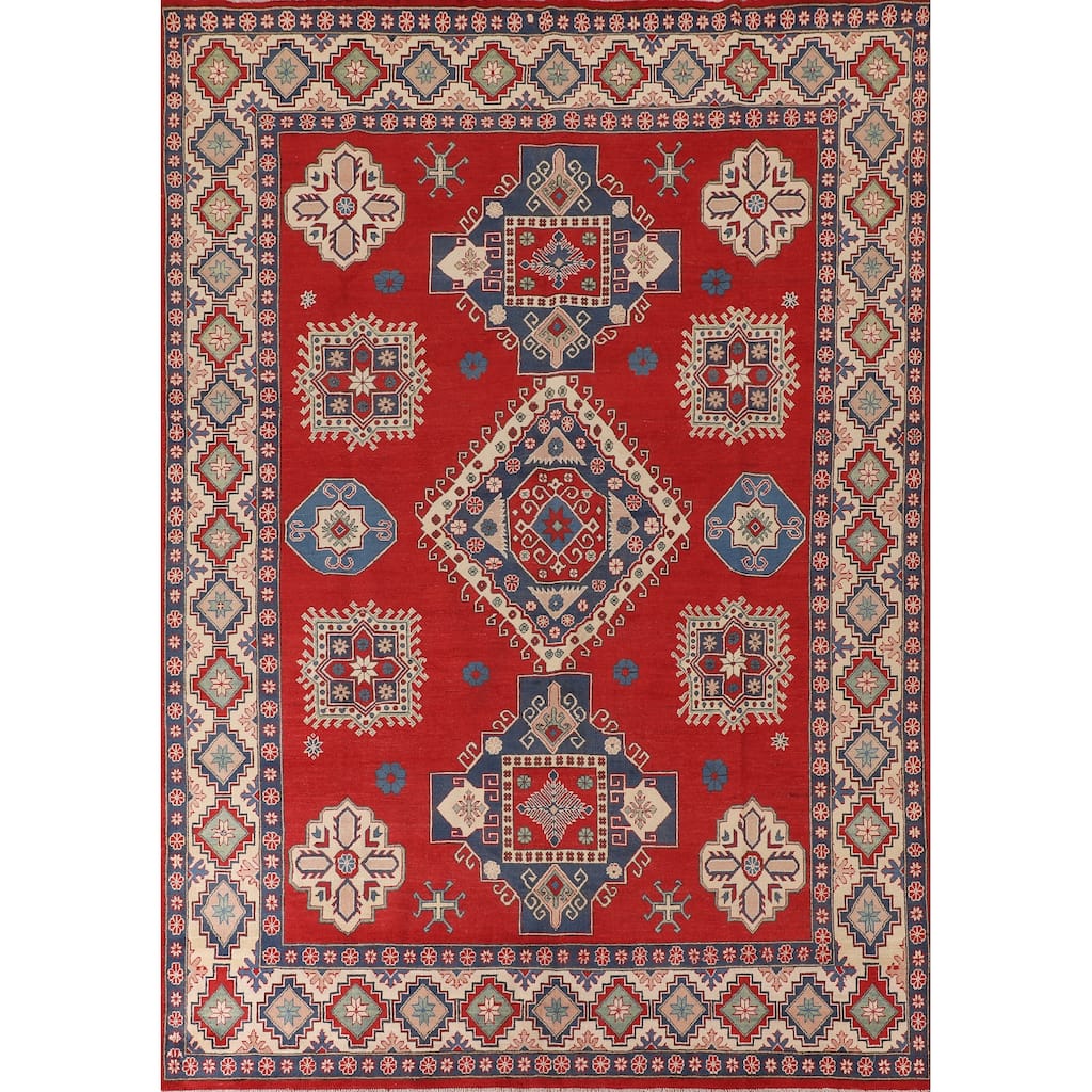 Red Kazak Rug Hand-Knotted Living Room Wool Carpet - 8'3"x 11'0"
